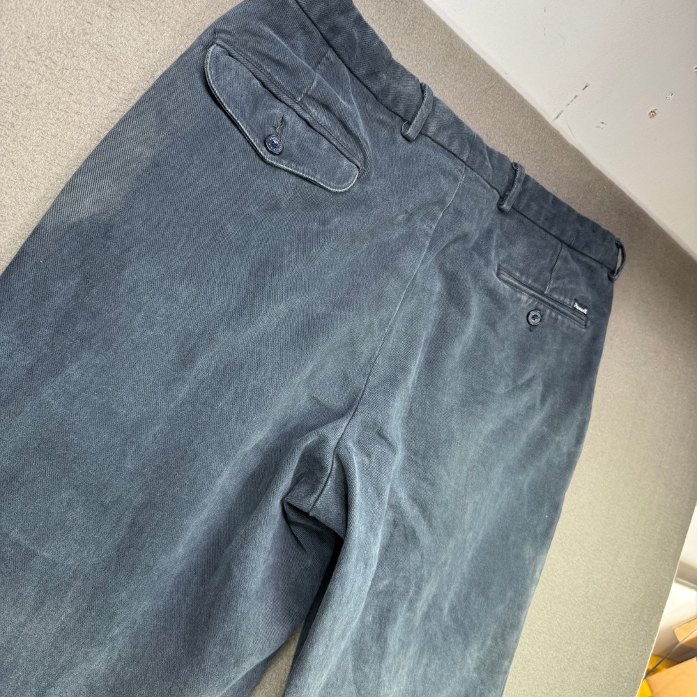 Faconnable Trousers Mens 36 Blue Chino Pleated Plaid Lining Classic Prep Blue - Picture 9 of 12